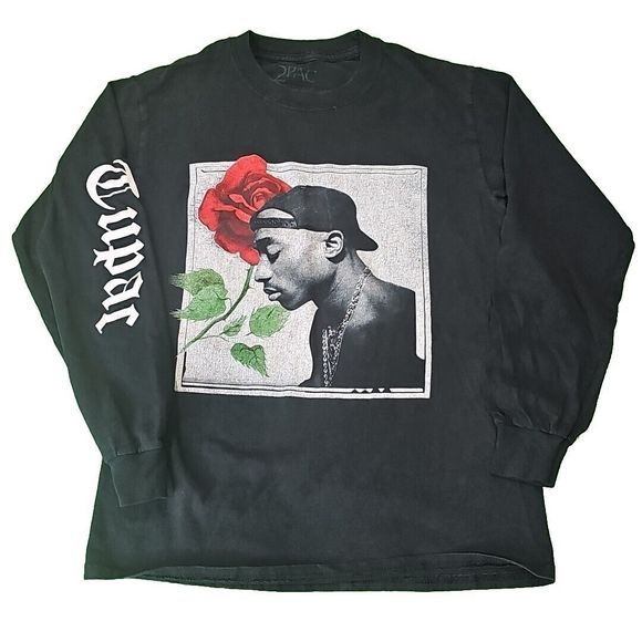 Tupac Shakur Shirt Men Small Adult Hip Hop Music Retro Vintage Long Sleeve 2Pac - Picture 1 of 7